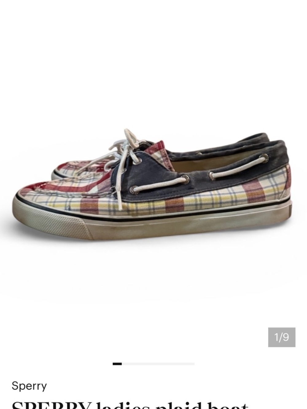 SPERRY ladies plaid boat shoe size 9 very good condition lace up